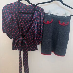 Betsey Johnson Pink Polka Dot Skirt Set